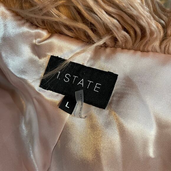 1.State 1State Faux Fur Shaggy Cropped Jacket Mauve Rose Pink Glam Fun womens L - Picture 13 of 17